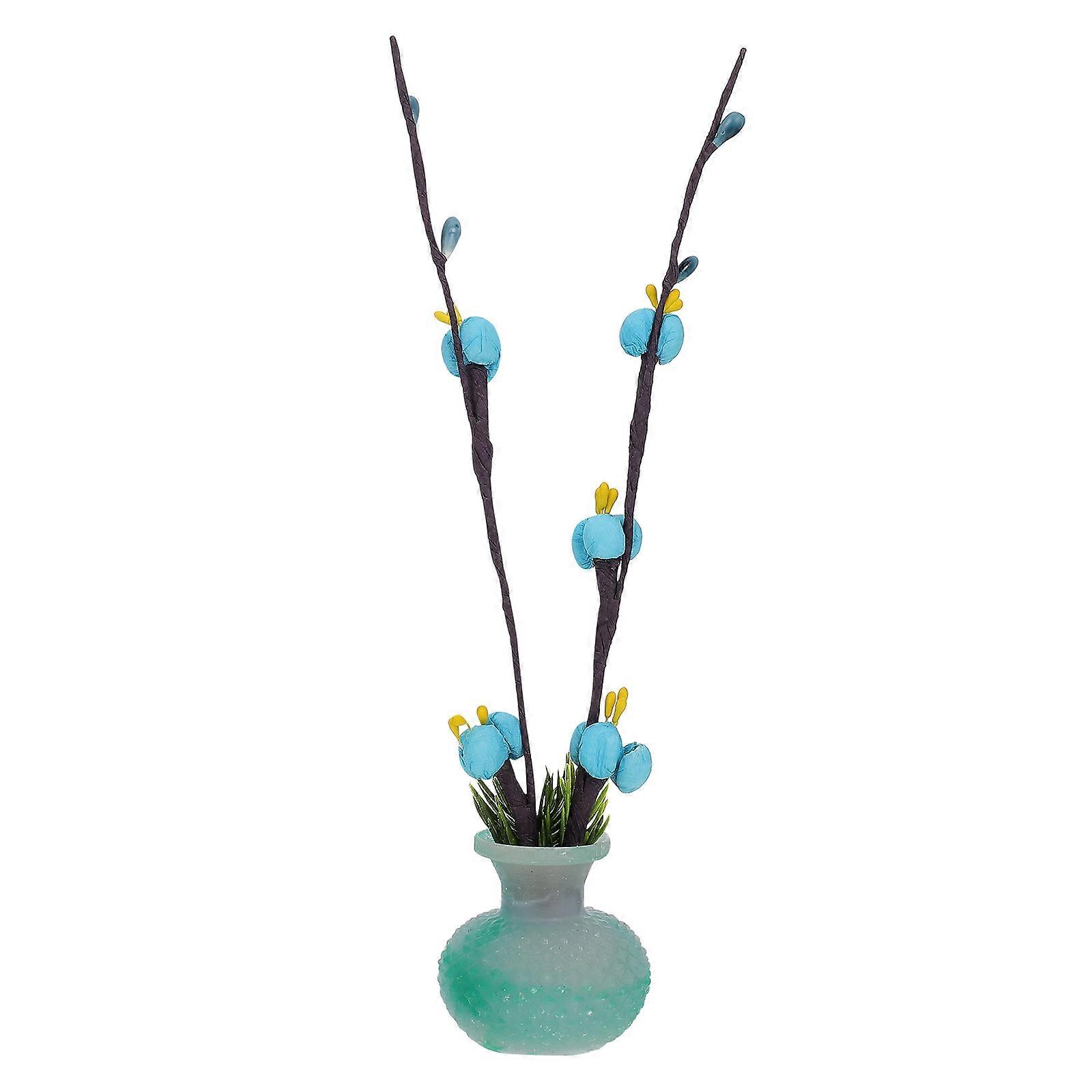 Blue Sushi Restaurant Flower Desktop Ornament for Decor Realistic Modeling Stable Base 1 Piece