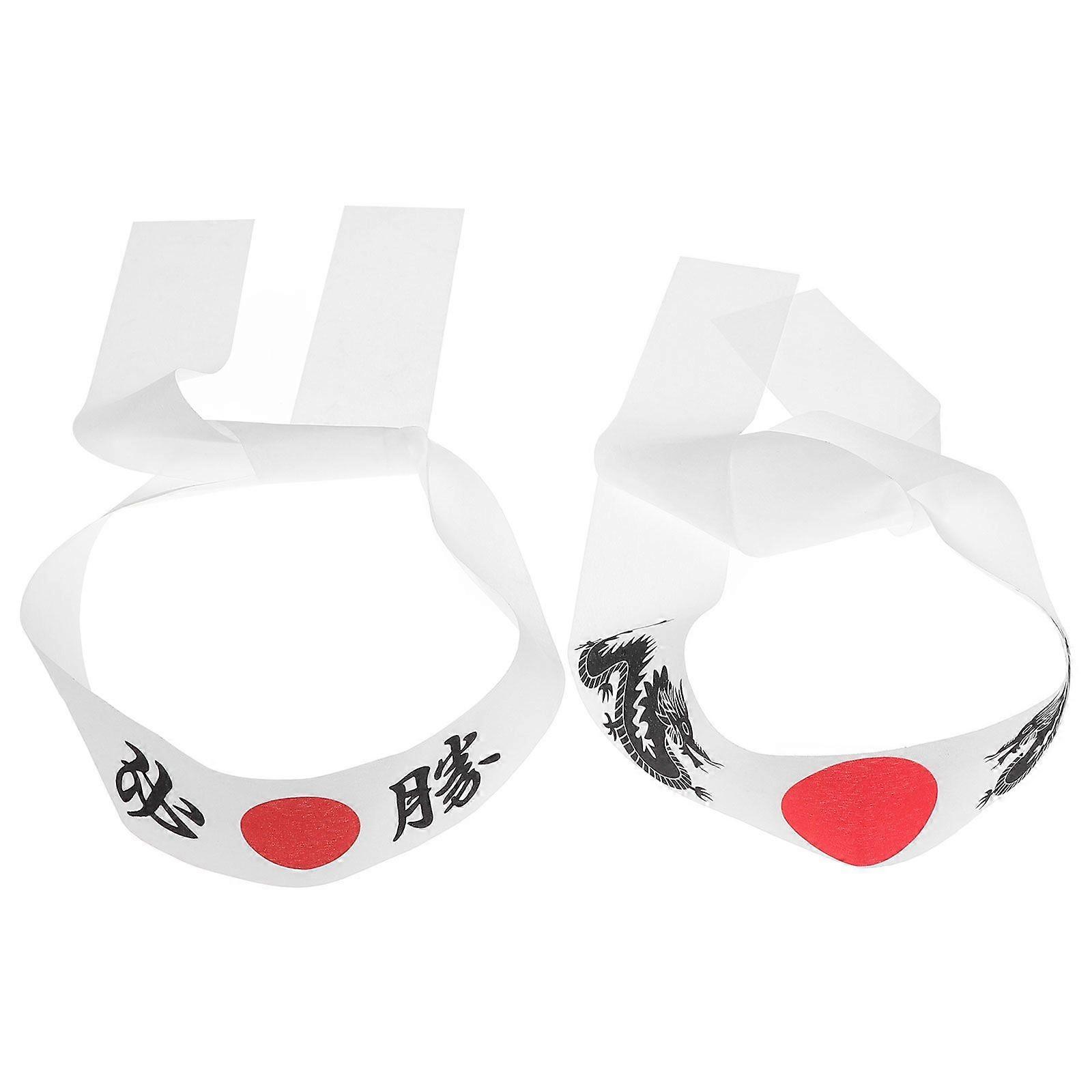 2pcs Japanese Headband Samurai Headband Chef Bandana Headwrap Karate Costume Headband for Samurai Cooking Costume Hair Accessories