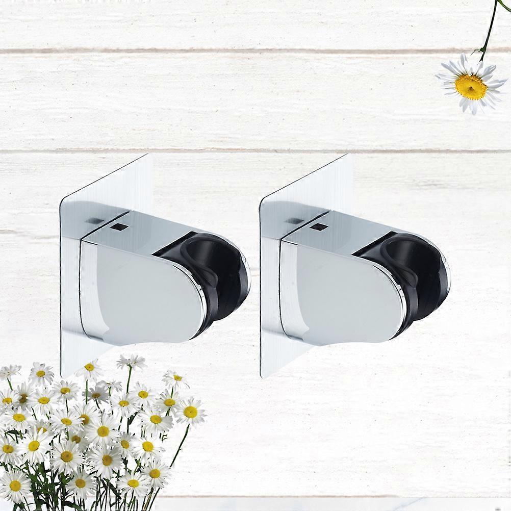 Adjustable Shower Head Holder Bracket Silver 9.5X7cm Sturdy Bathroom Use 2Pcs
