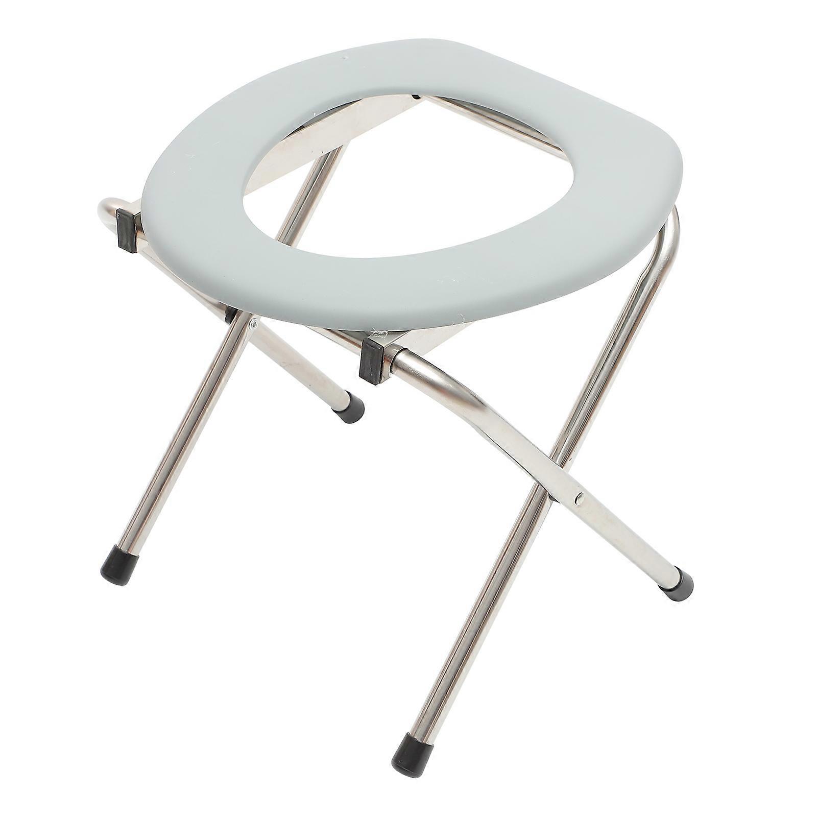 Toilet Chair for Seniors Foldable Portable Easy to Clean Grey 38.00X38.00X34.50CM 1Set