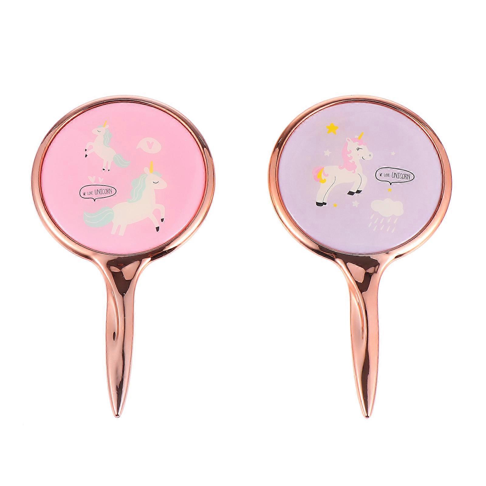 Handheld Makeup Mirror Unicorn Pattern Portable Vanity Mirror Travel Durable High Definition Reflection for Women Makeup Artists