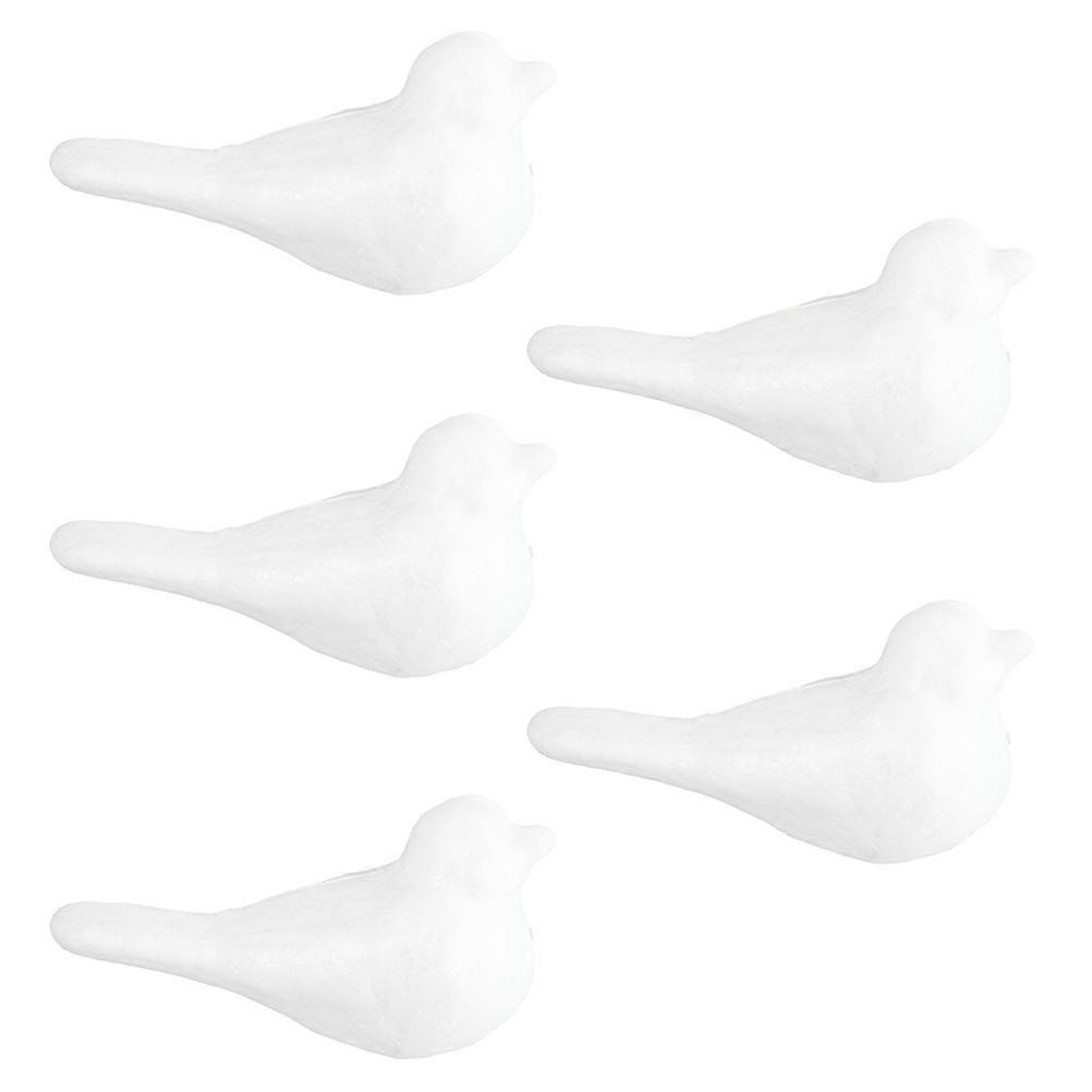 5pcs Simple Foam Birds Ornaments for DIY Crafts White Foam Birds for Christmas, Halloween Decor, Home, Kindergarten Parties, Smooth Surface for