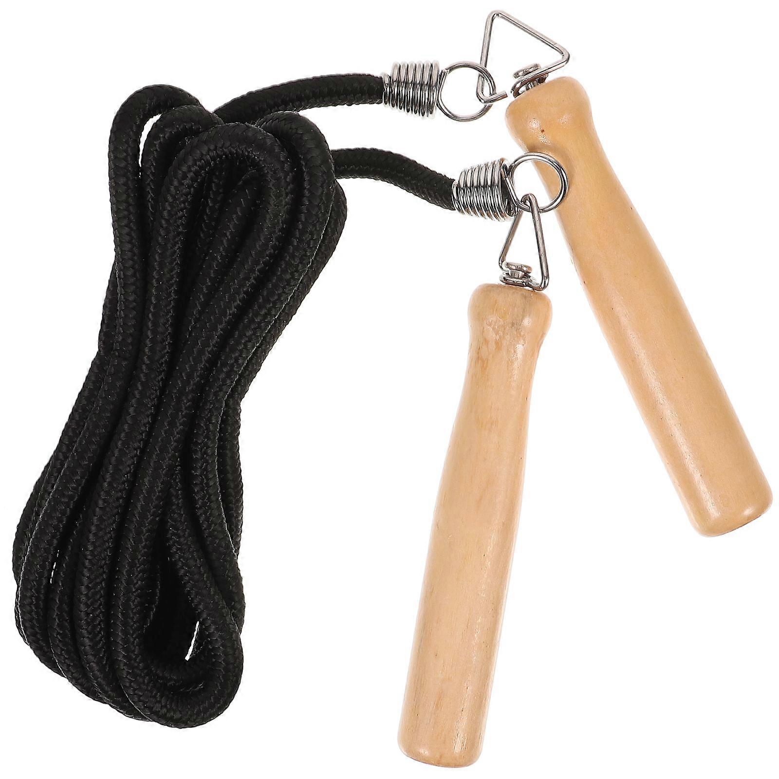 Fitness Skipping Rope Jump Rope Training Healthy Exercise Black 142x2cm Round Handle Wood 1Pcs