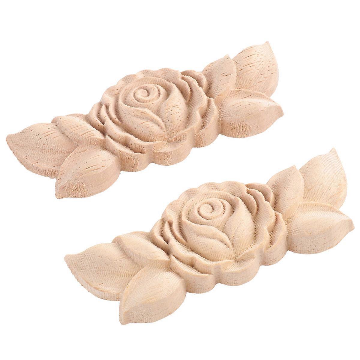 الخشب منحوت زاوية الديكور الخشب الصلب ركن onlay الشارات الأثاث الديكور الكاكي 9.00X3.50X1.00CM النمط الأوروبي 2 قطعة