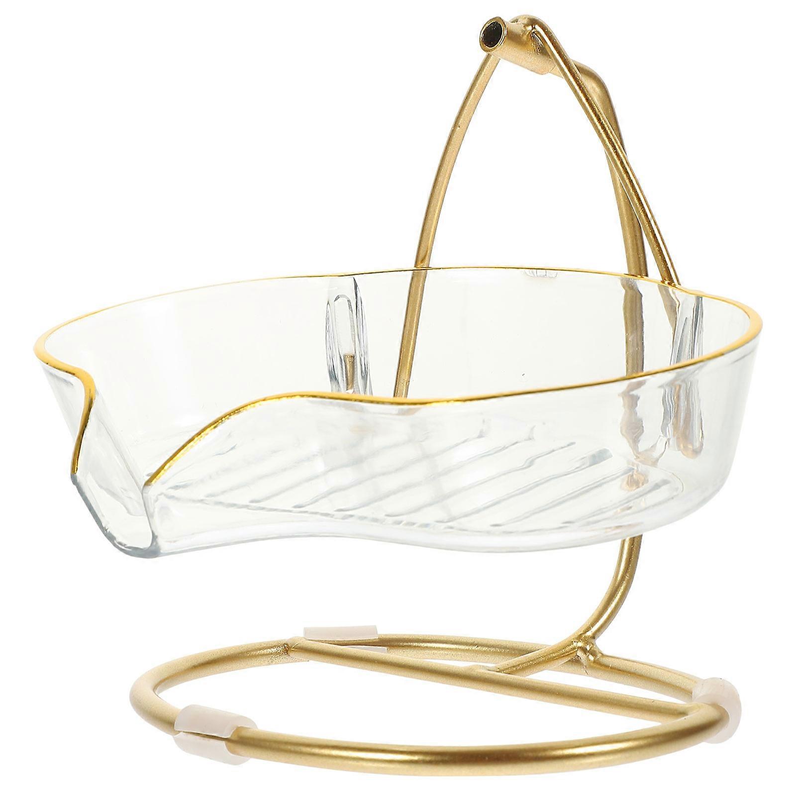 Soap Draining Tray Countertop Soap Storage Holder Clear Rectangular Iron Bathroom Accessories 1Set