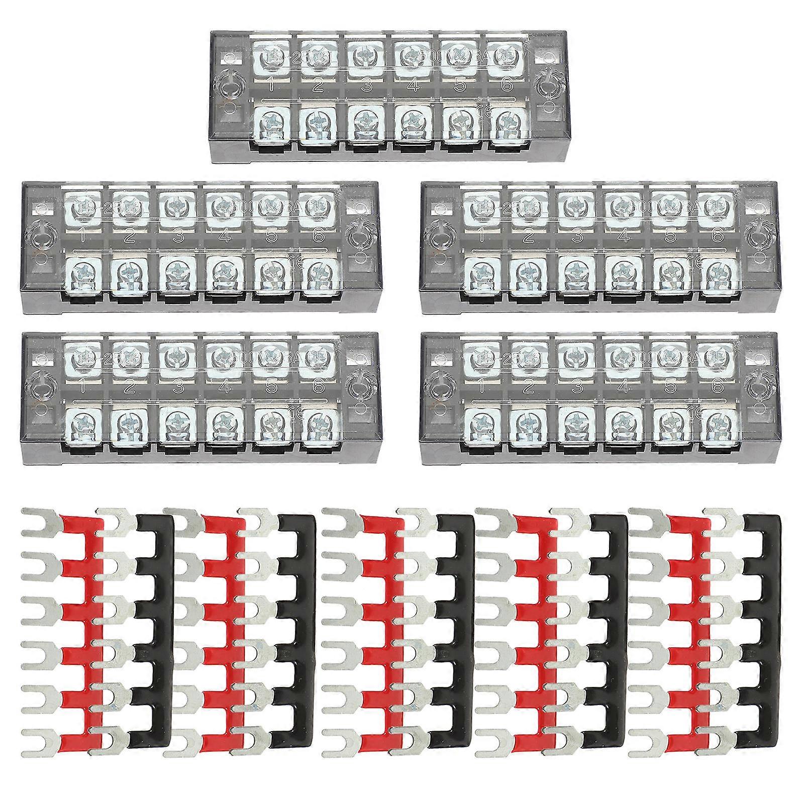 Terminal Block Electrical Terminal Strip Wire Connection Black 9.1X3CM Pre-Insulated Technology 1Set