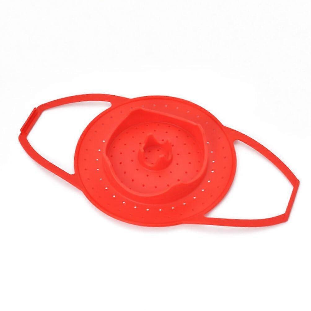 Vegetable Steamer Silicone, Foldable Steamer Basket with Strong Handles for Steaming Vegetables, Fish, Red