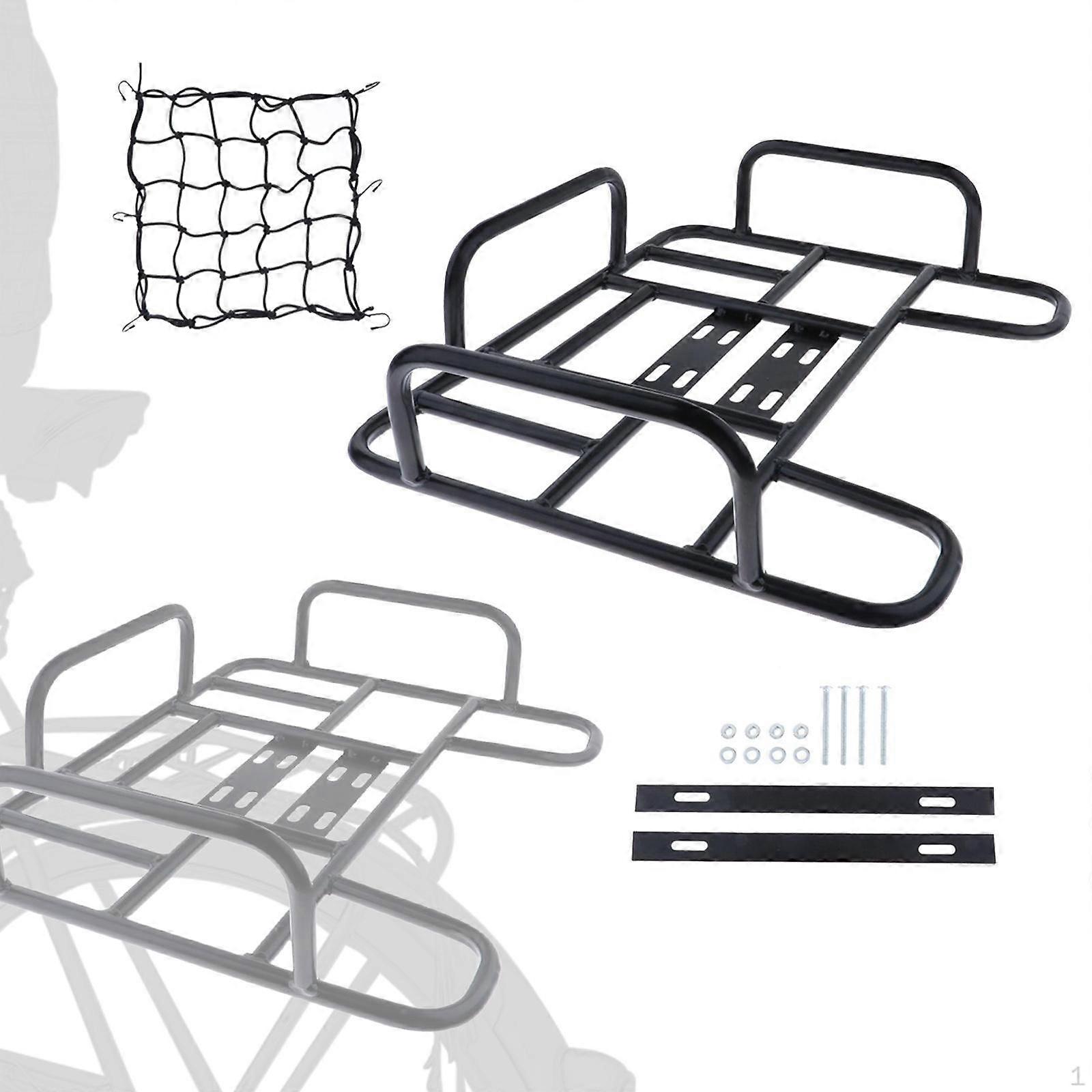 Bike Rear Basket Cargo Rack with Net Metal Takeaways Carrier Bicycle for