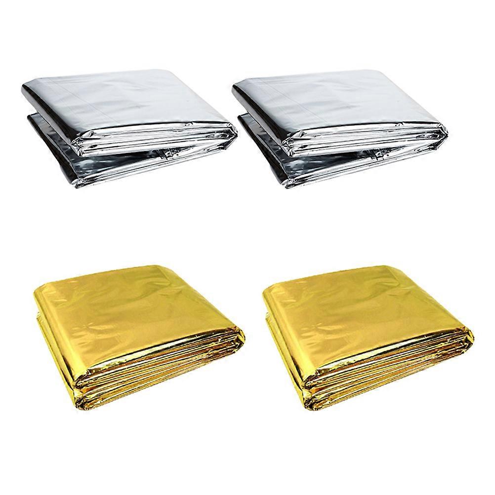 4pcs Space Blankets for Camping Emergency Aluminum Foil Outdoor Windproof Survival Gear Multi Functional Use in Low Temperature Conditions