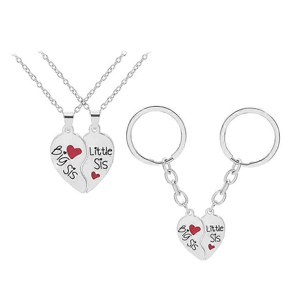 Matching Keychain Heart Shaped Keyring Daily Wearing Silver 2.9X2.4CM Alloy Organizing Keys 2Sets