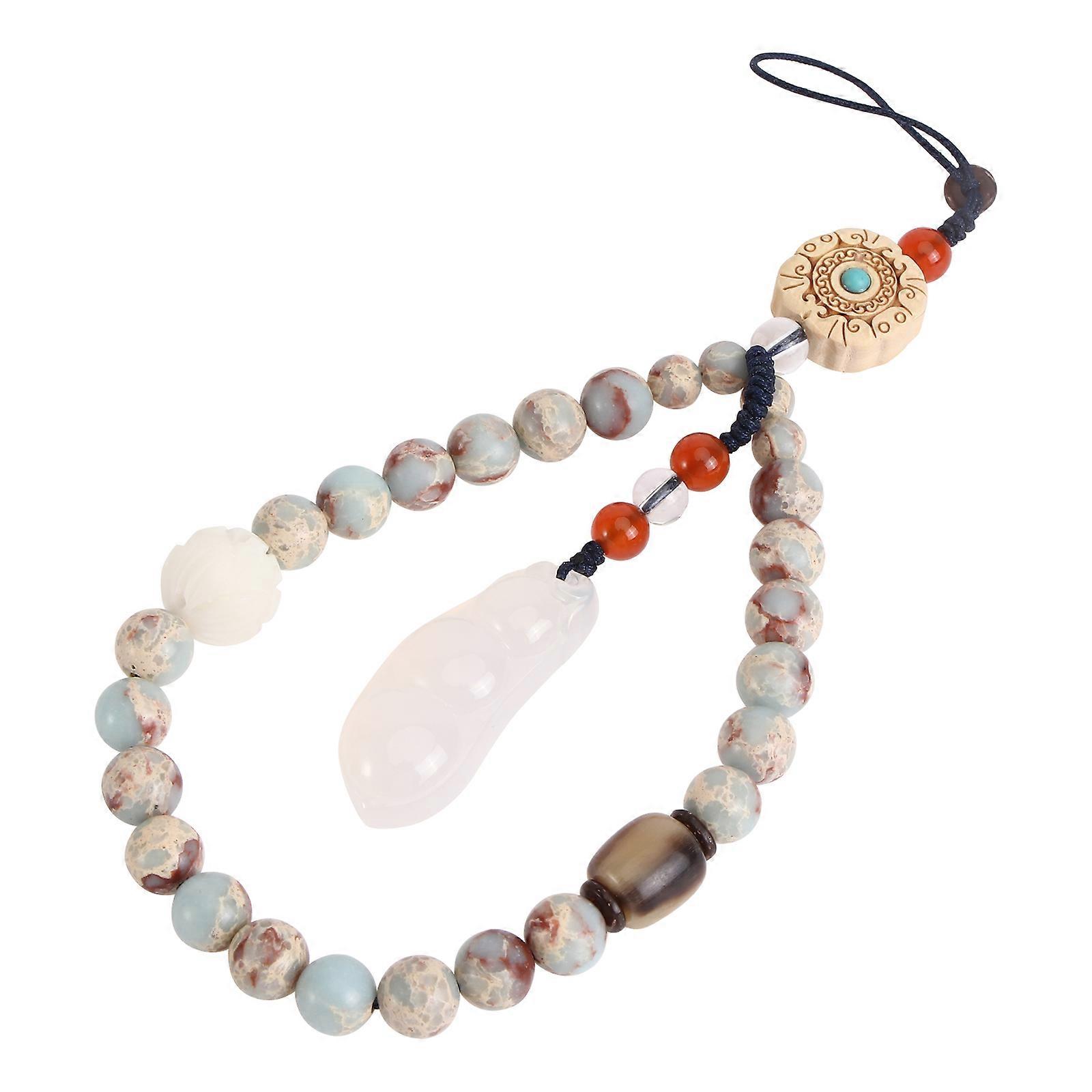 Retro Short Wrist Strap Phone Lanyard with Smooth Beads – Handmade Delicate Wristlet for Phones, Cameras, and Keychains – Comfortable Design with