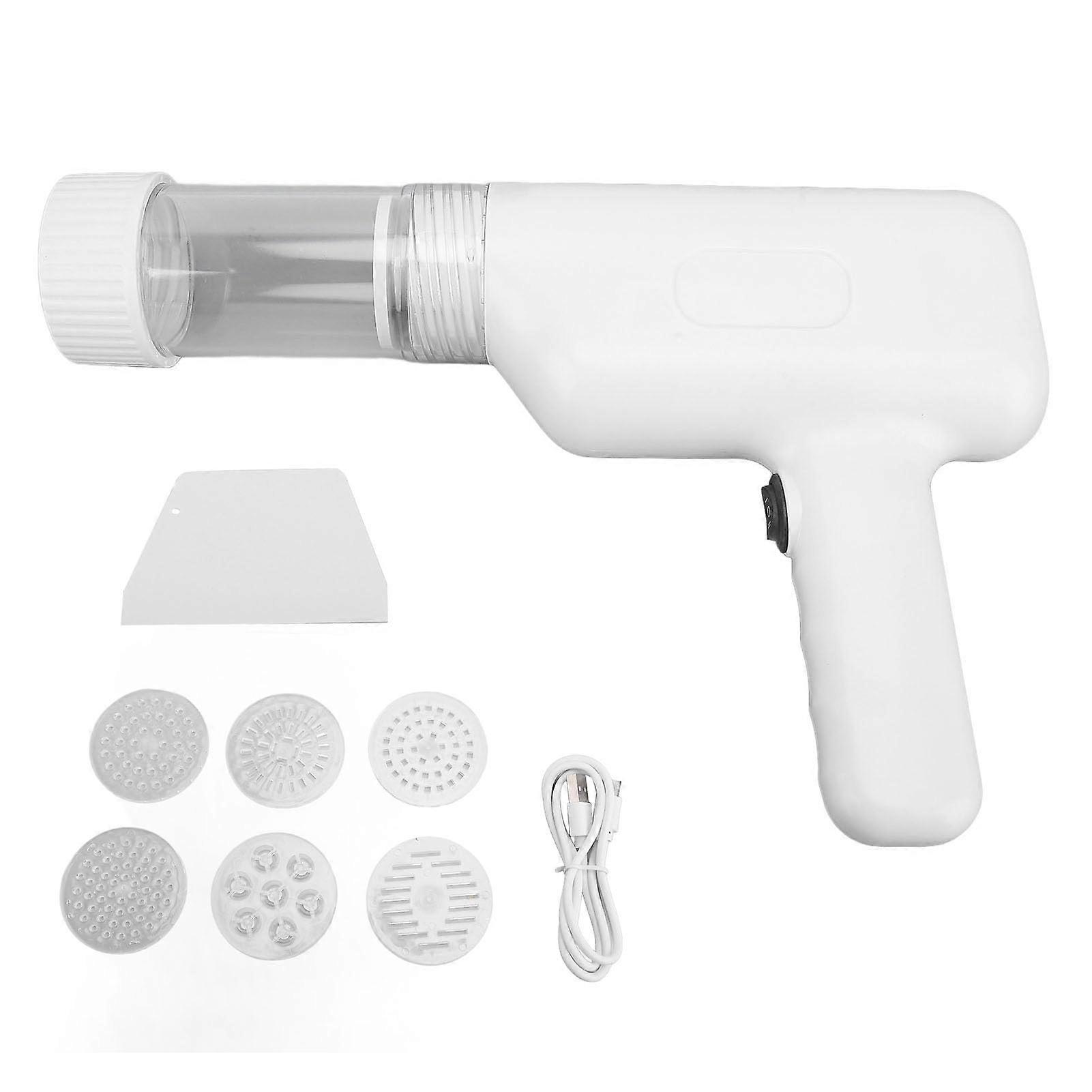 6in1 Handheld Electric Noodle Maker, Pasta Machine, Cordless with 6 Shapes (White)