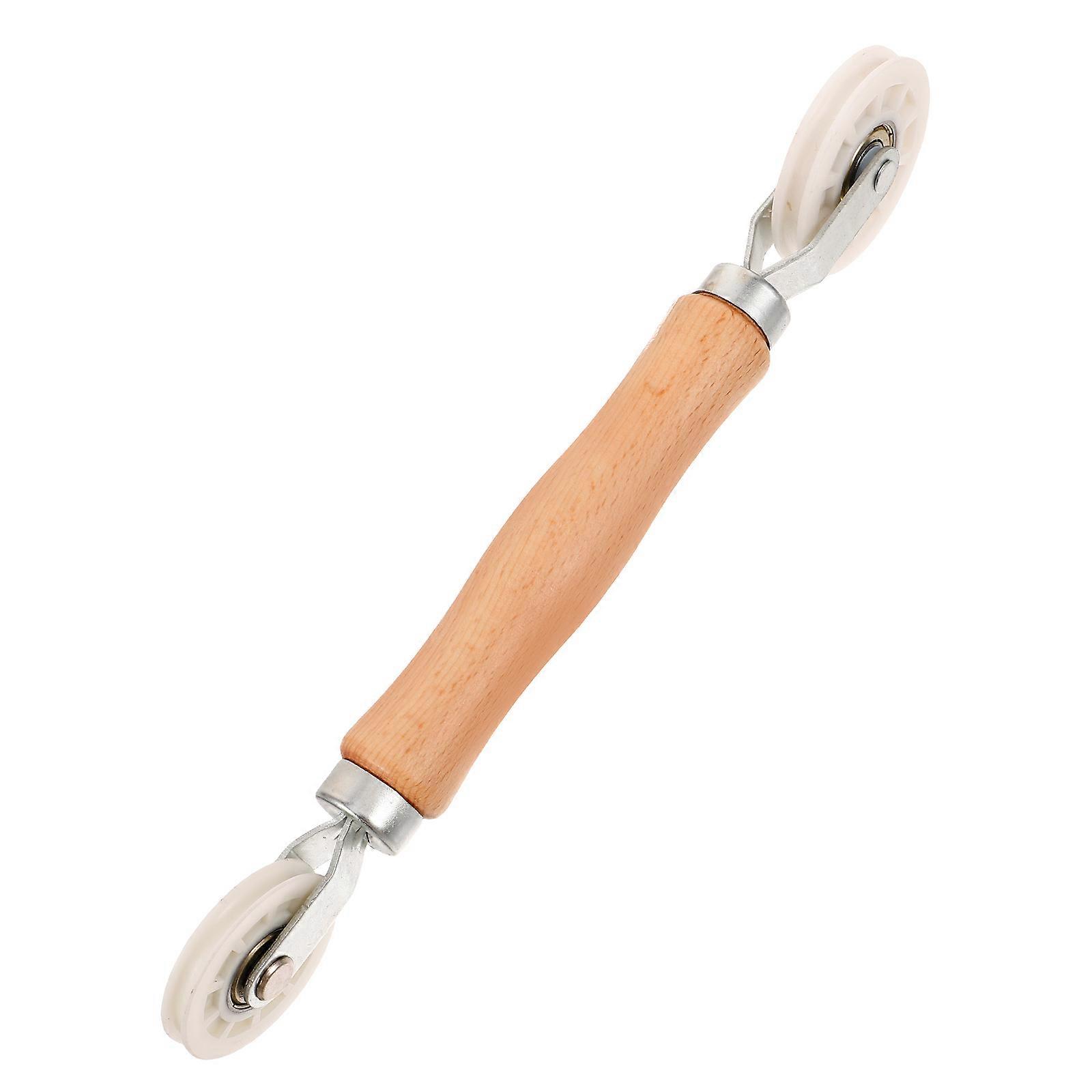 Window Screen Repair Tool with Bearing, Double End Roller for Mesh Installation, Wooden Pressure Strip Tool for Doors and Windows, Smooth Rolling