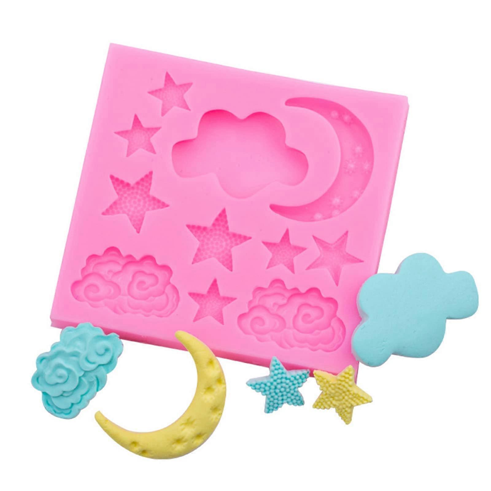 3D Star Moon Clouds Silicone Fondant Mould for Cake, Chocolate, Soap, Ice Cube, and Candy Making