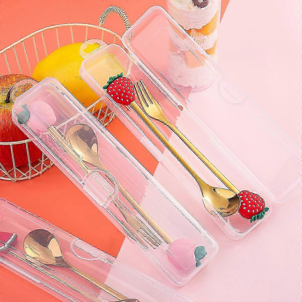 Cute Doll Cartoon Tableware Dessert Spoon and Fruit Fork Set, Portable Coffee Spoon
