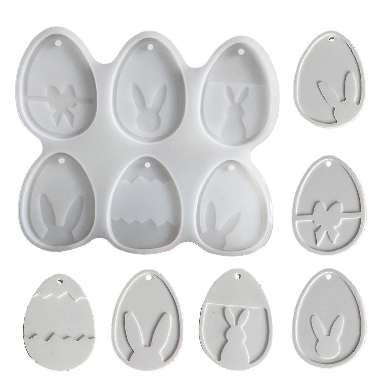 Silicone Mold for Rabbit Egg-Shaped Pendants - Elegant Easter Theme Keychain Ornament Making Tool, Style 1