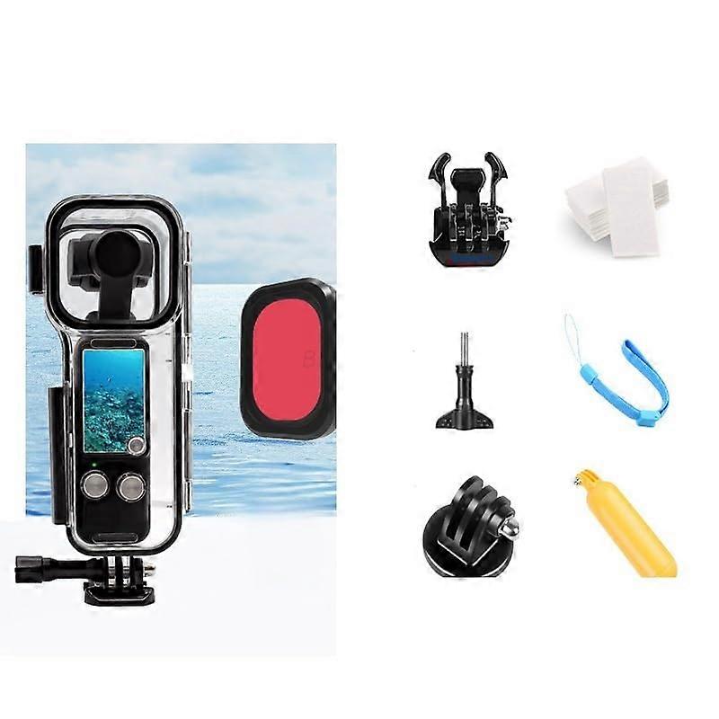 Waterproof Case For DJI Osmo Action 3 45M Diving Housing With Lens Filter Red