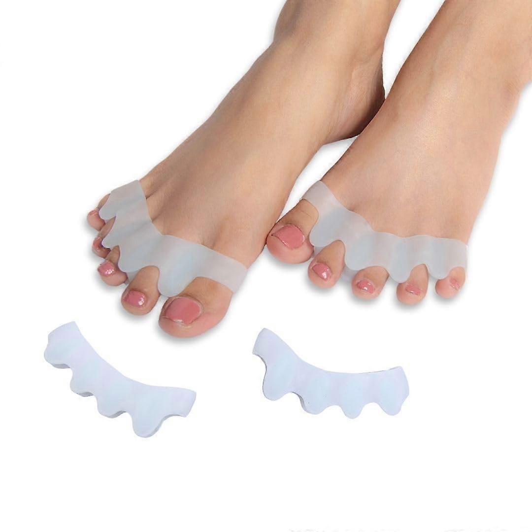 Silicone Toe Separators for Feet - Gel Big Toe Corrector, Bunion Straightener, Hammer Toe Relief, 2 Pairs