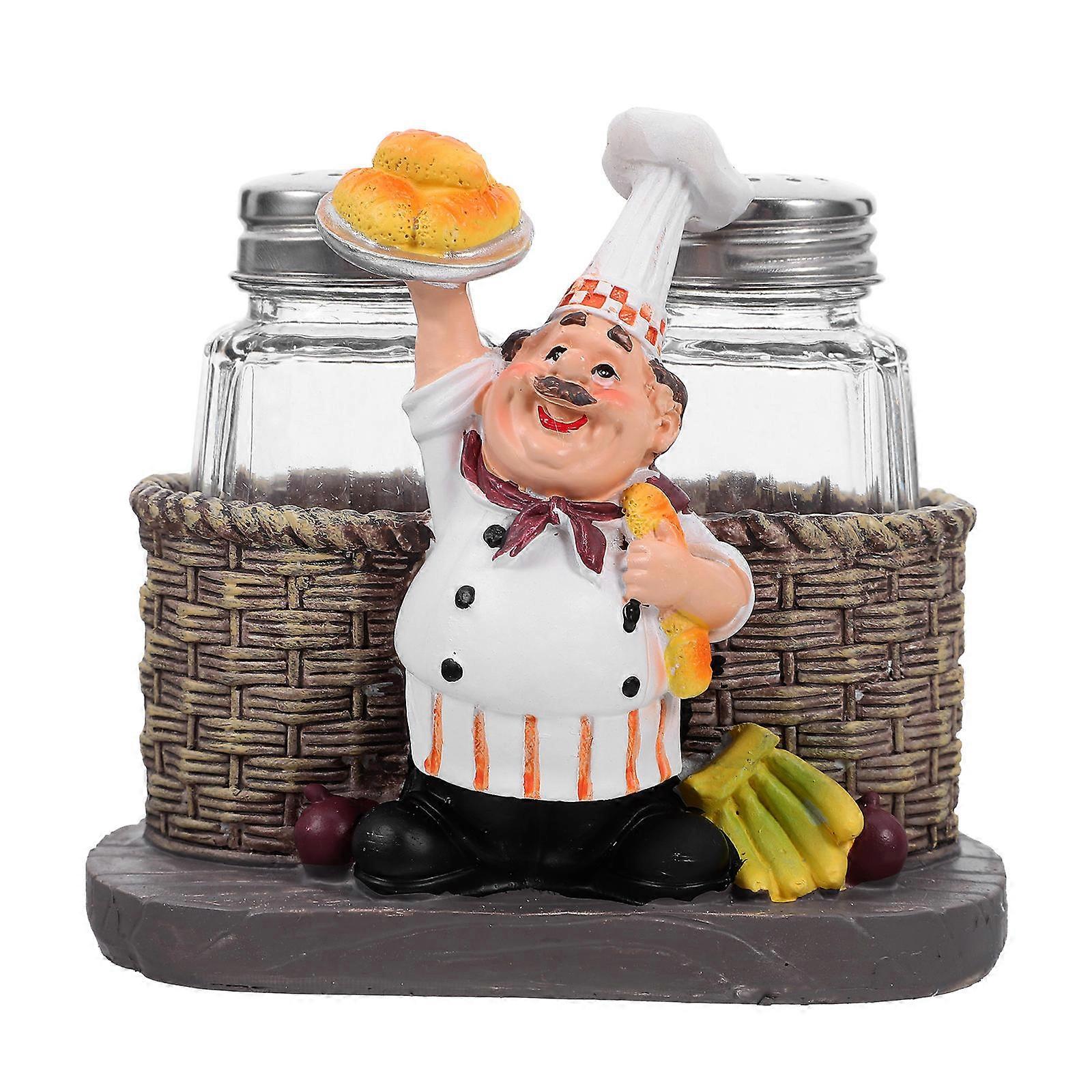 Cute Chef Statue Spice Jar Creative Condiment Container for Home Restaurant Cafe Versatile Seasoning Holder with Practical Design for Salt Sugar and