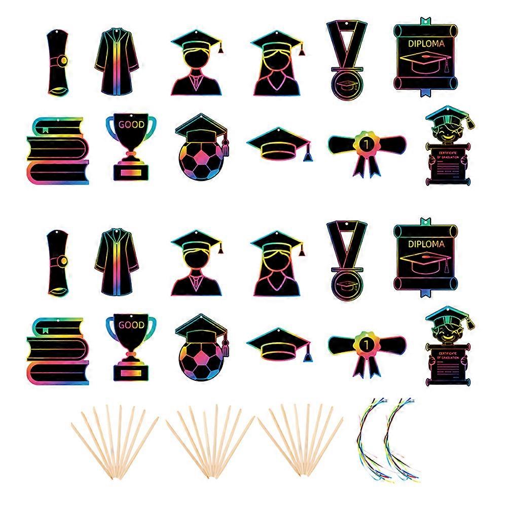 Black Scratch Paper Sheets for DIY Making with Wooden Sticks 72pcs Graduation Theme
