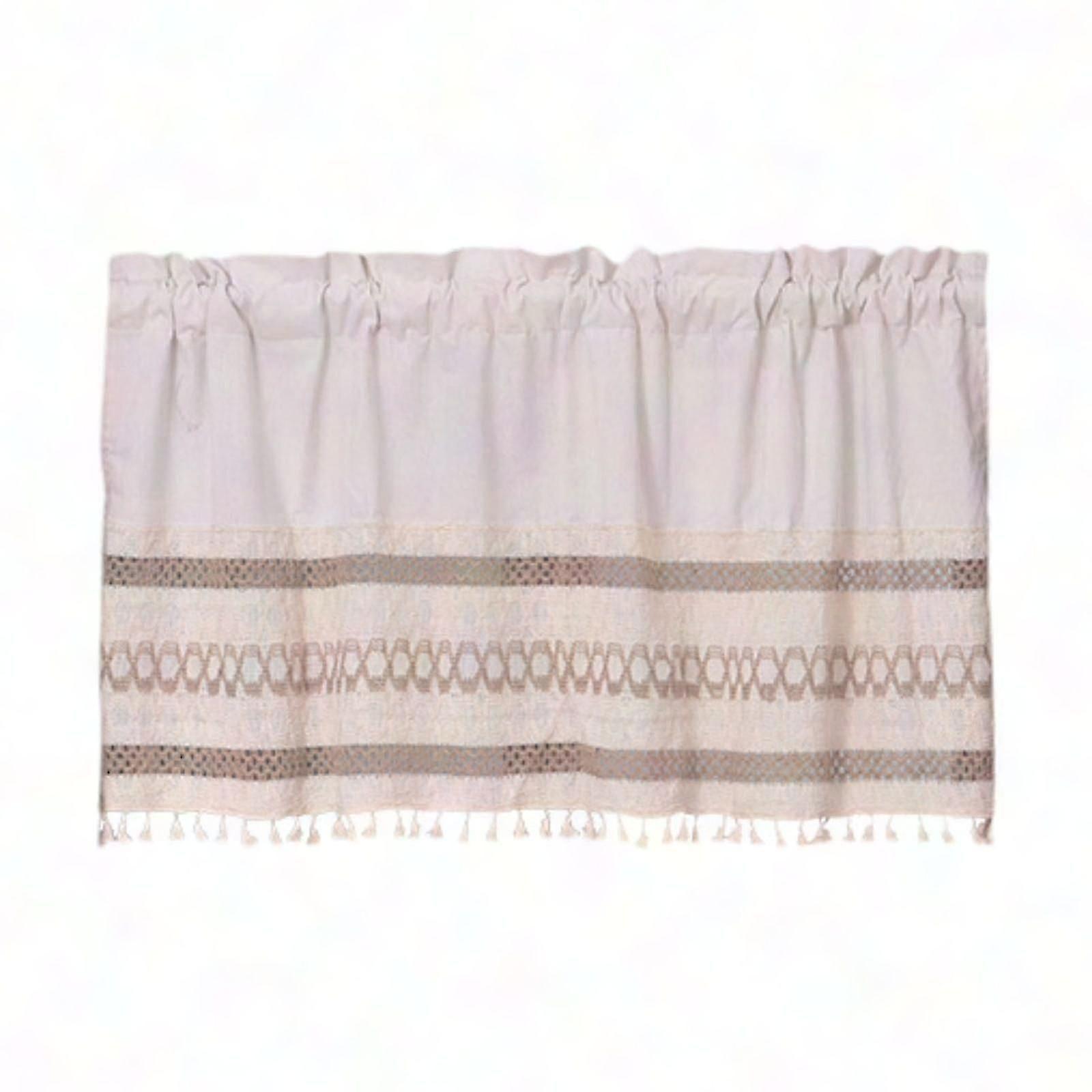 Cotton Linen Boho Valance With Thin Stripes