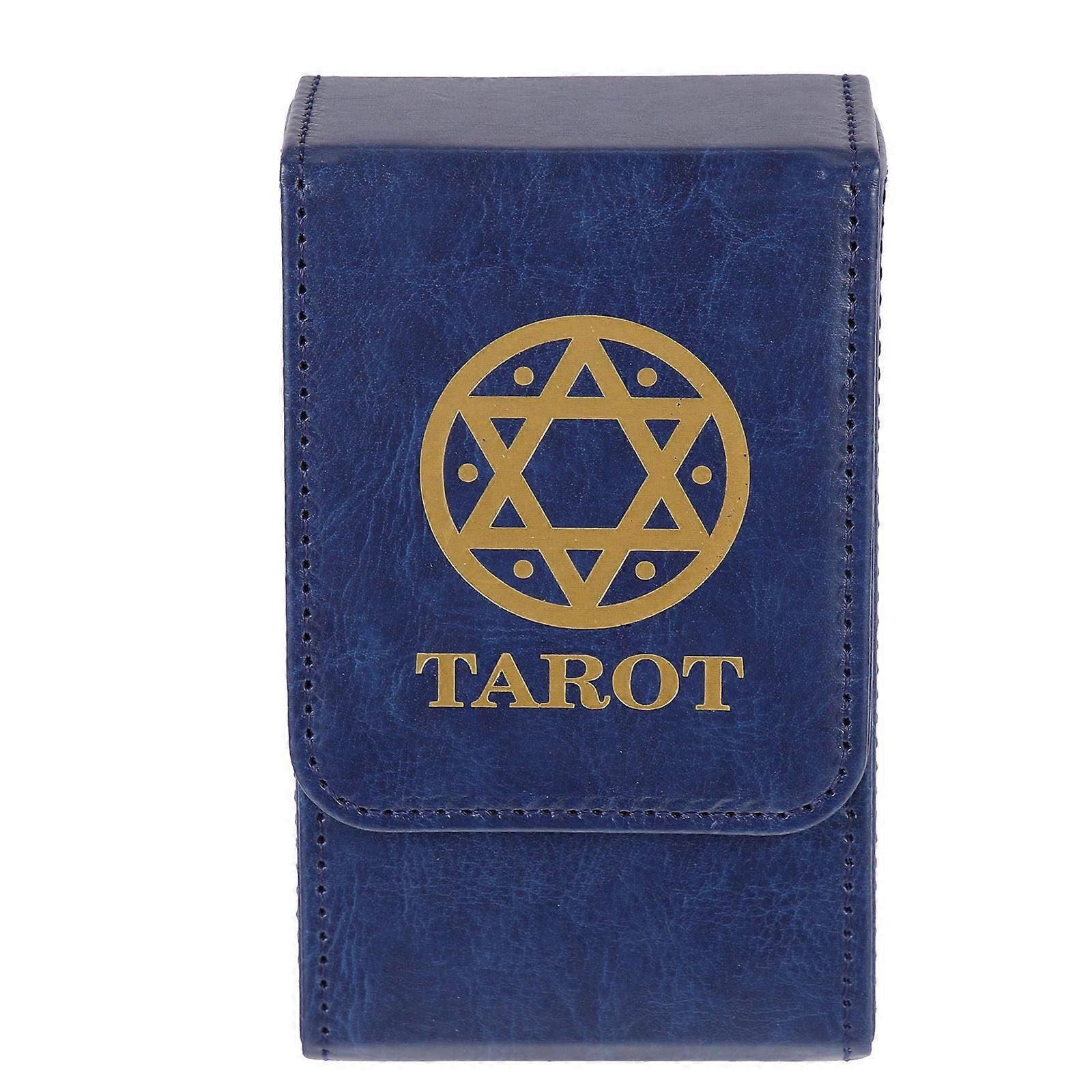 Empty Playing Storage Box PU Tarot Container Rectangular Blue 1Set Moisture-Proof present