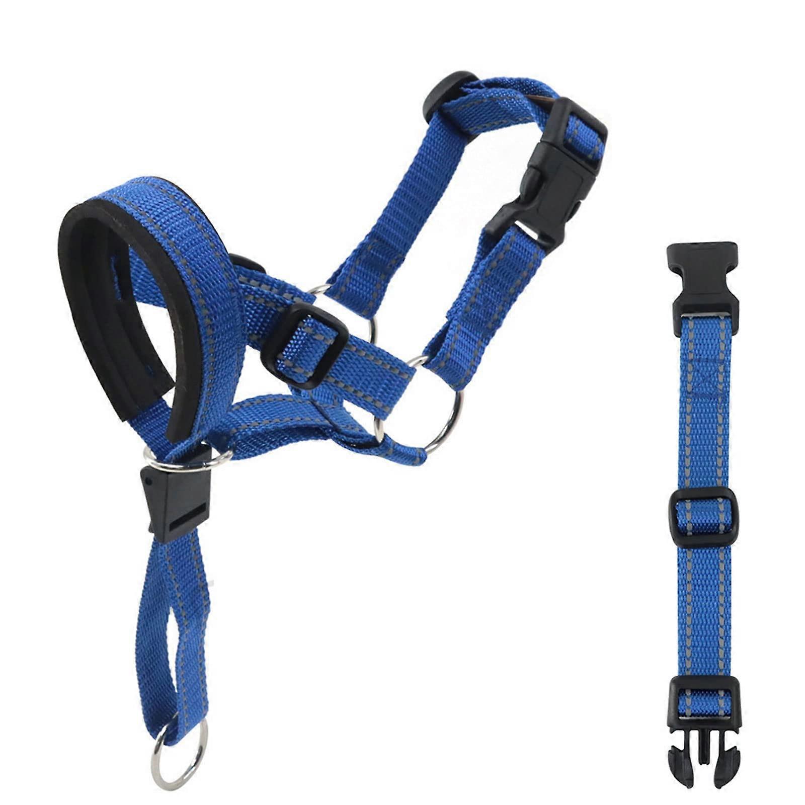 Adjustable Muzzle for Large Dogs to Prevent Chewing, Reflective Nylon Strap, Dog Muzzle for Chewing BlueM