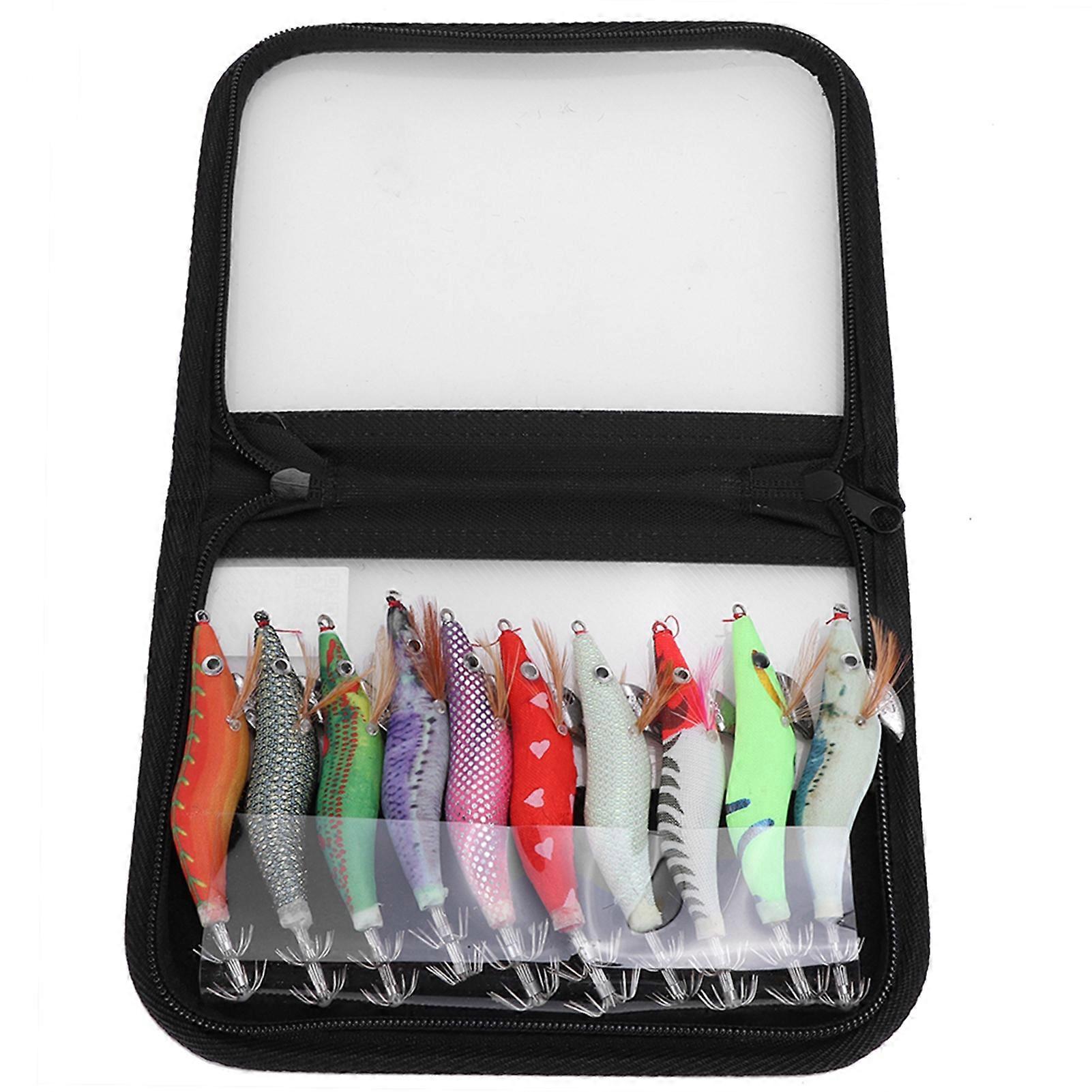 10Pcs Artificial Fish Shrimp Shape Lure Bait Fishing Tackle with Box(Type 2.5)