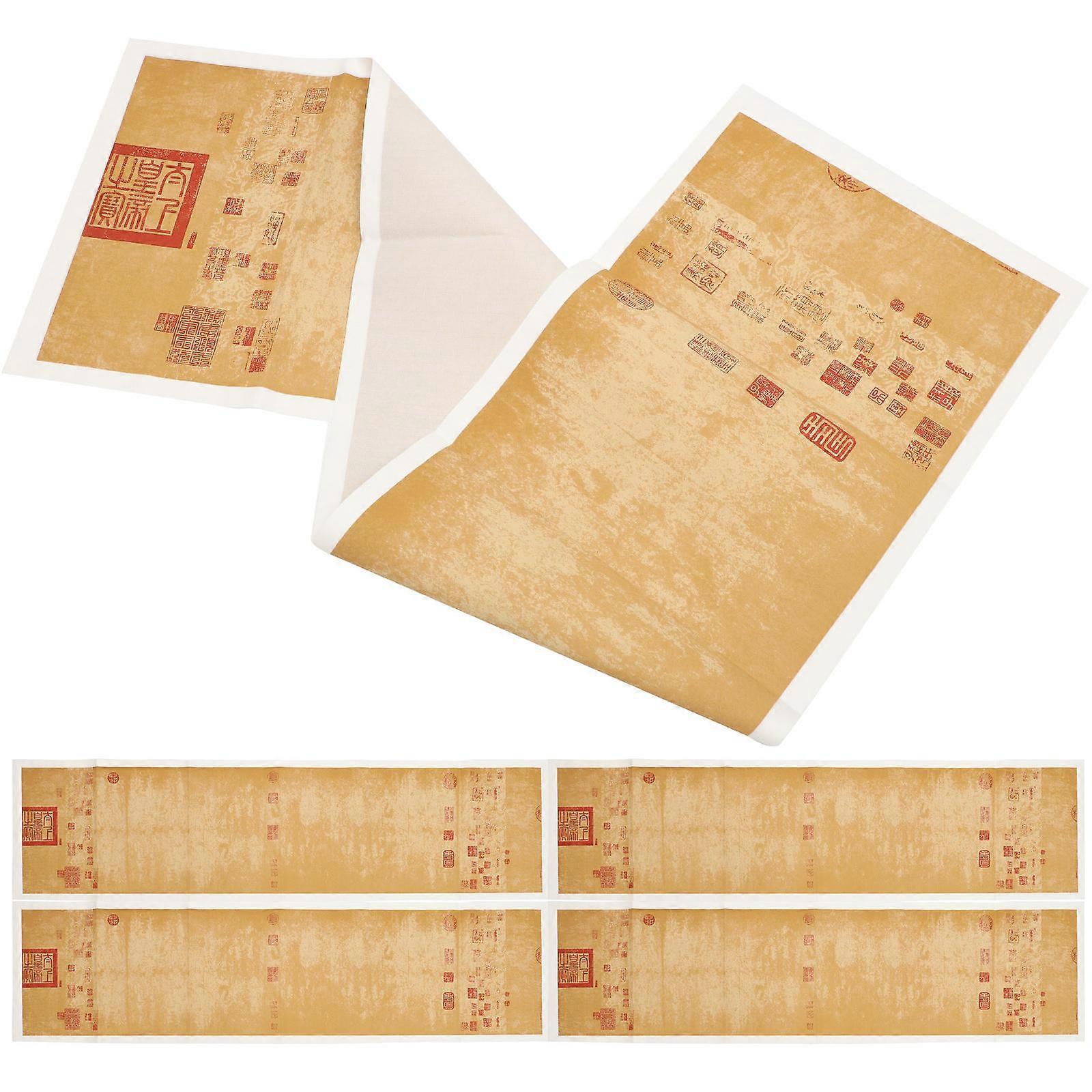 Delicate Calligraphy Papers Convenient Writing Papers Ancient Wax Dying Design Artists Rectangular 5Sheets
