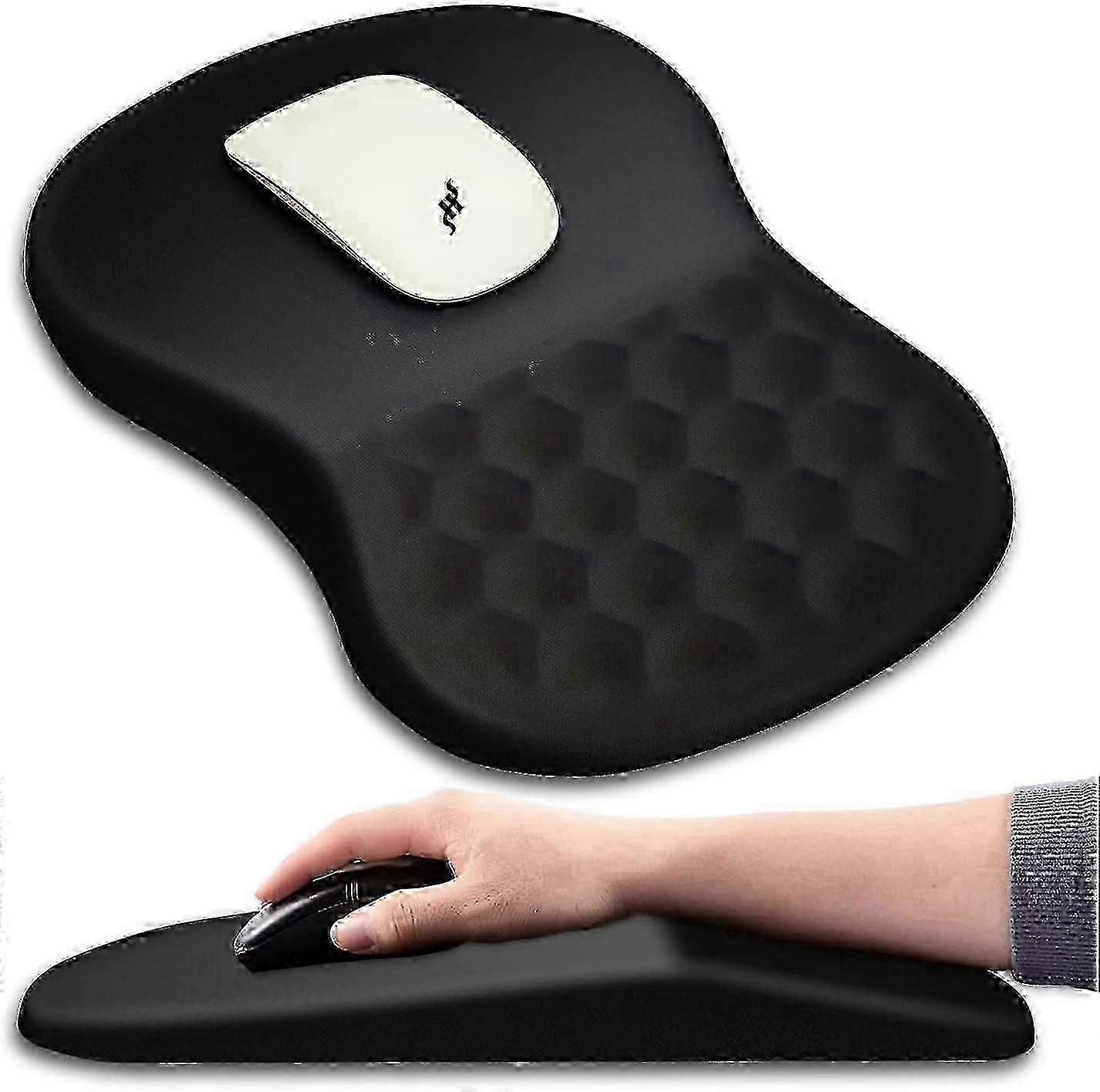 Ergonomic Mouse Pad with Wrist Support & Massage Design - Memory Foam Wrist Rest for Pain Relief & Non-Slip PU Base, Ideal for Computer Use