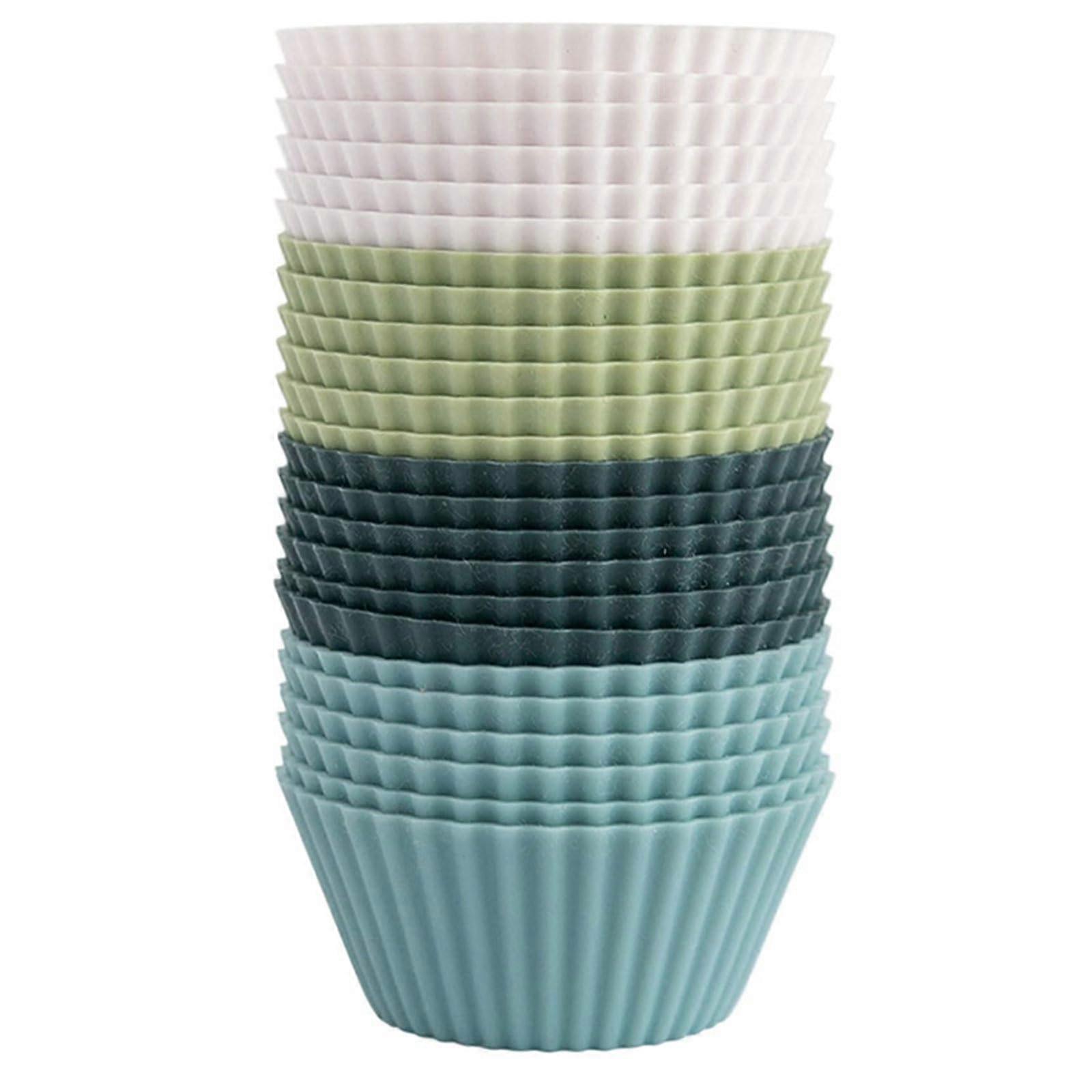 24pcs Silicone Cupcake Liners Reusable Muffin Cups for Homemade Treats, NonStick, Stackable, Dishwasher Safe Ref: 8160