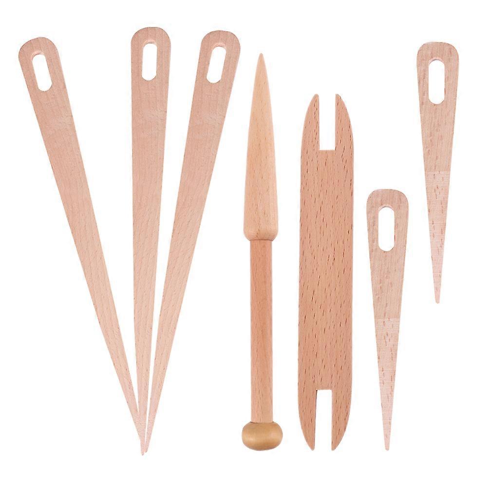 Wooden Tapestry Weaving Tools Set Durable Crochet Needles & Eye Needles & Weaving Shuttles for DIY Crafts & Beginners