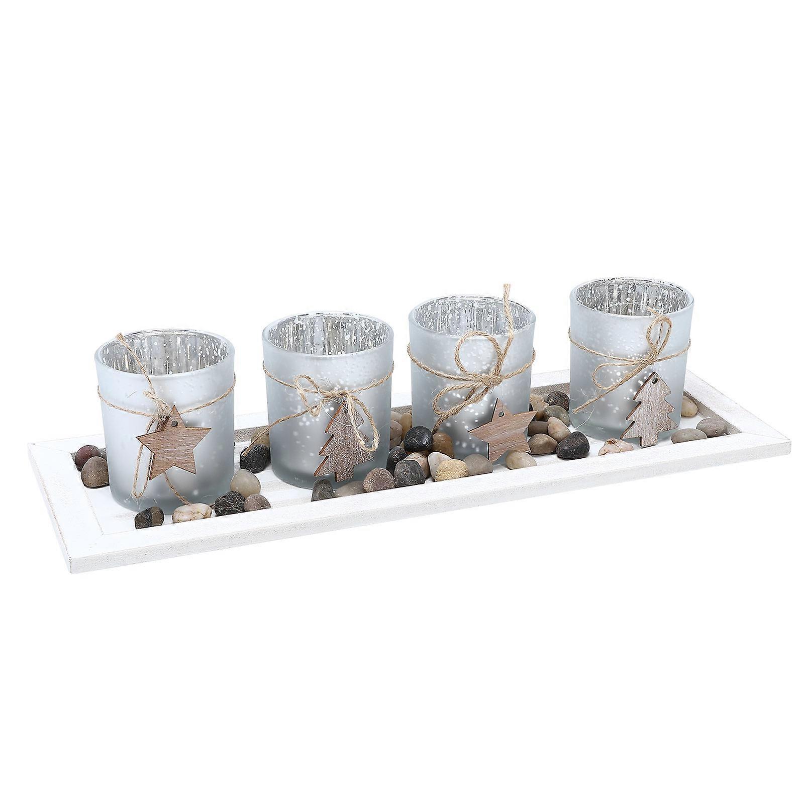 Creative Candleholder for Decor Romantic Nordic Style White Color Synthetic Material and Glass 1Set