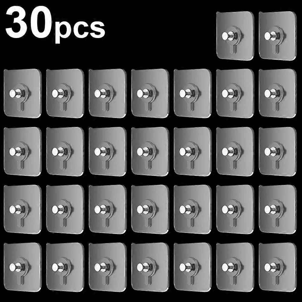 30Pcs Transparent Adhesive Hook No Drilling Traceless Wall Mount Screw for Picture Frames Clocks
