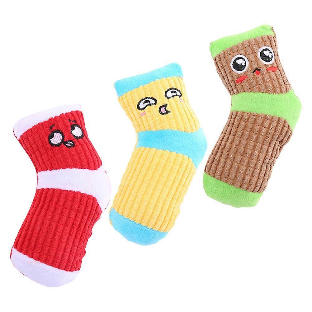 3pcs Durable Dog Squeaky Chew Socks for Teething, Boredom Relief & Interactive Play