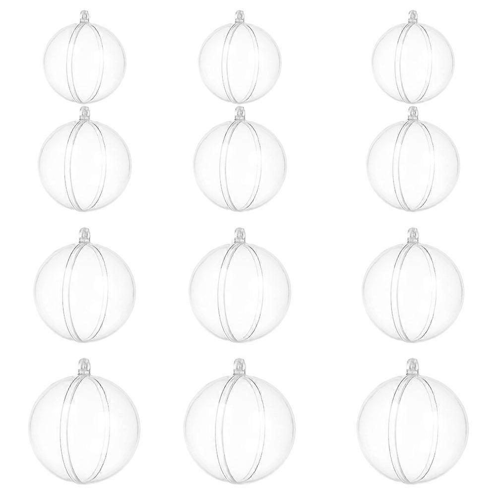 Festive Clear Hanging Spheres Christmas Balls Decorating Mantels Round Transparent 7cm 12Pcs