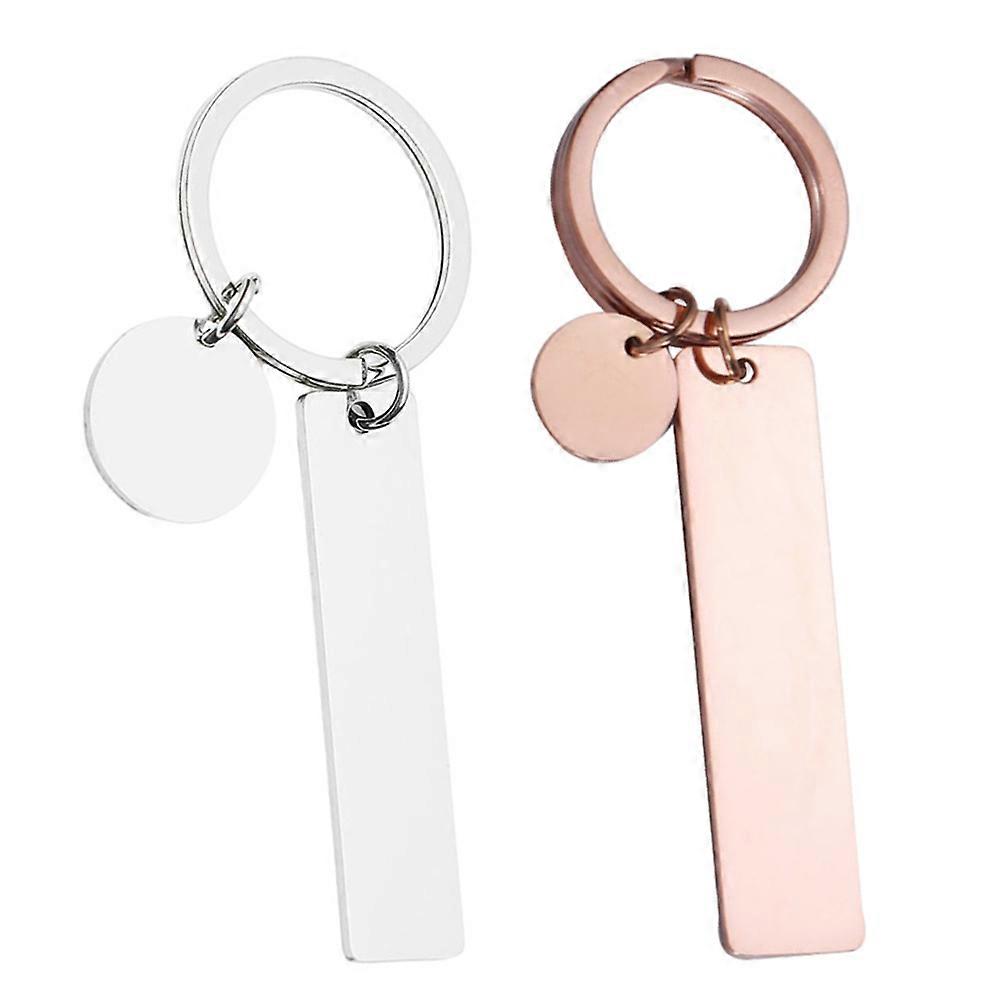 Stainless Steel Engravable Keychain Blanks for Custom Key Holders, Pendants & Labels – 2pcs Set, Rose Gold & Silver
