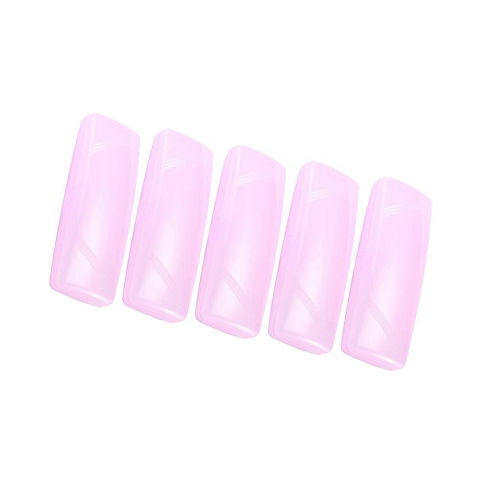 Simple Portable Sunglasses Case Pink Plastic Anti-Pressure Daily Use 5Pcs