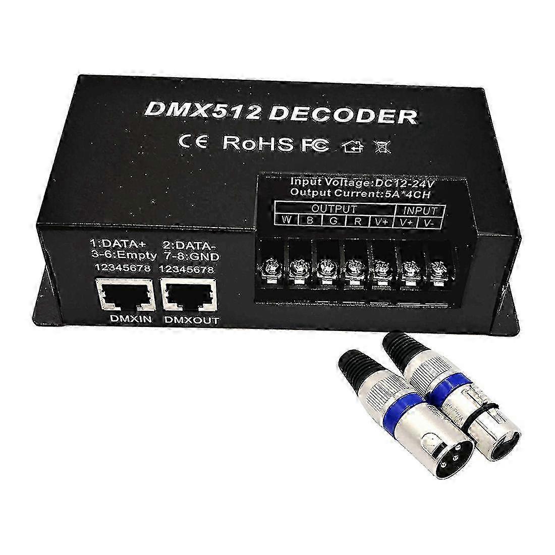 4 Channel DMX Decoder RGBW PWM DMX512 Dimmer Driver RGBW Light Controller Input 12V-24V DC Edition0722