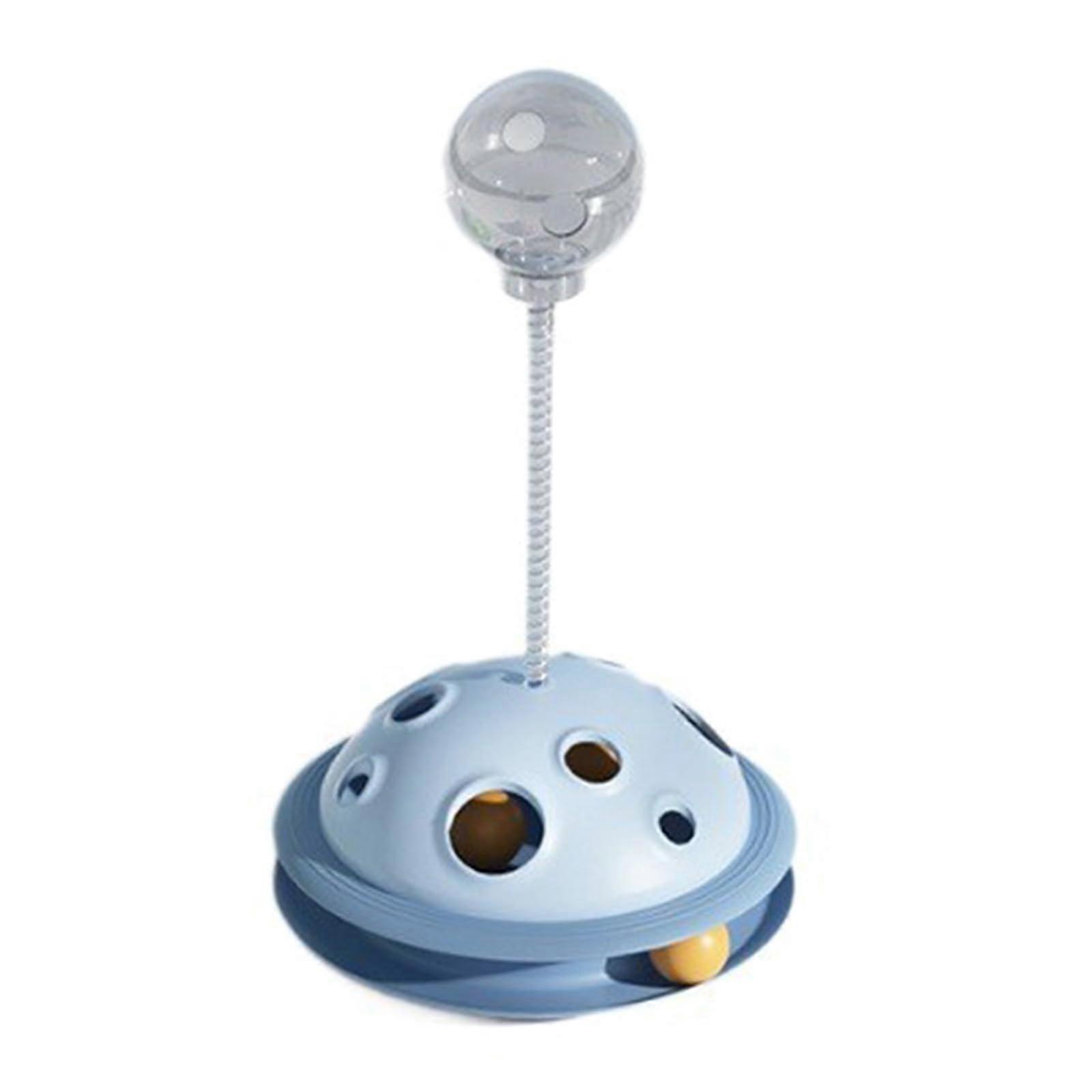 Funny Cat Toy Multifunctional Slow Feeder with Spring Base for Exercise Flexibility Sensitivity Blue