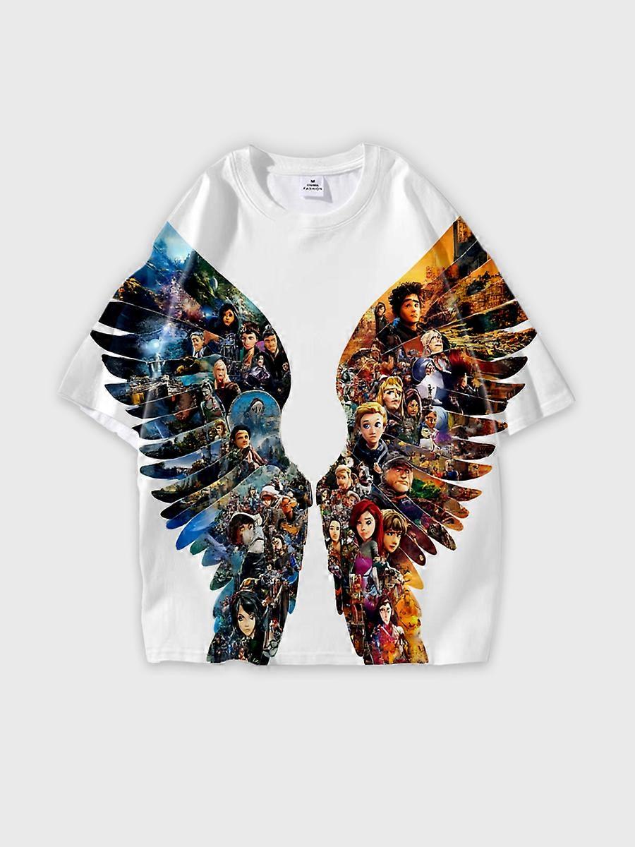 T-shirt round neck Pattern loose short sleeve N382