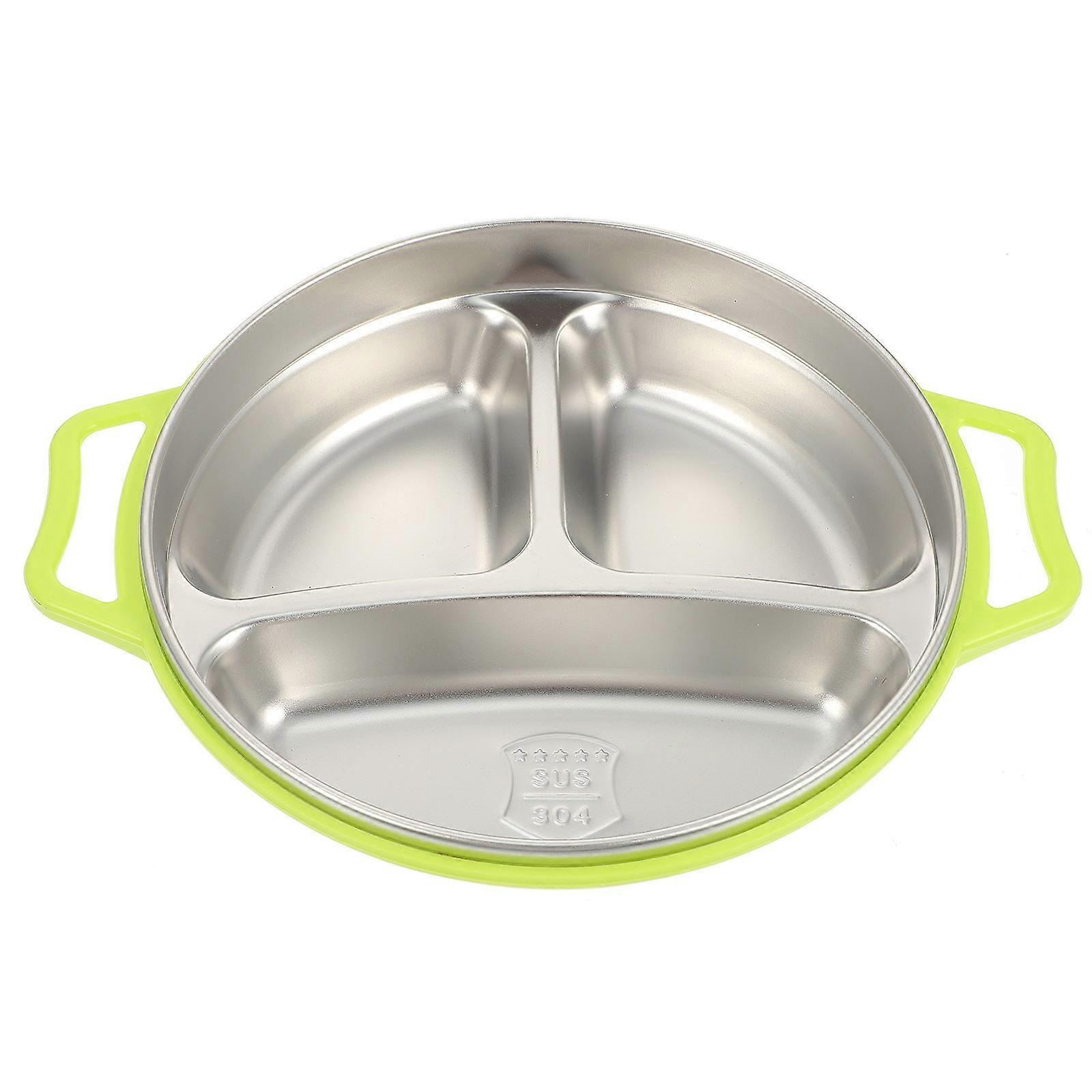 1pc Divided Dinner Plate Stainless Steel Ergonomic Nordic Design Food Tray Safe for Home Use Healthy Eating