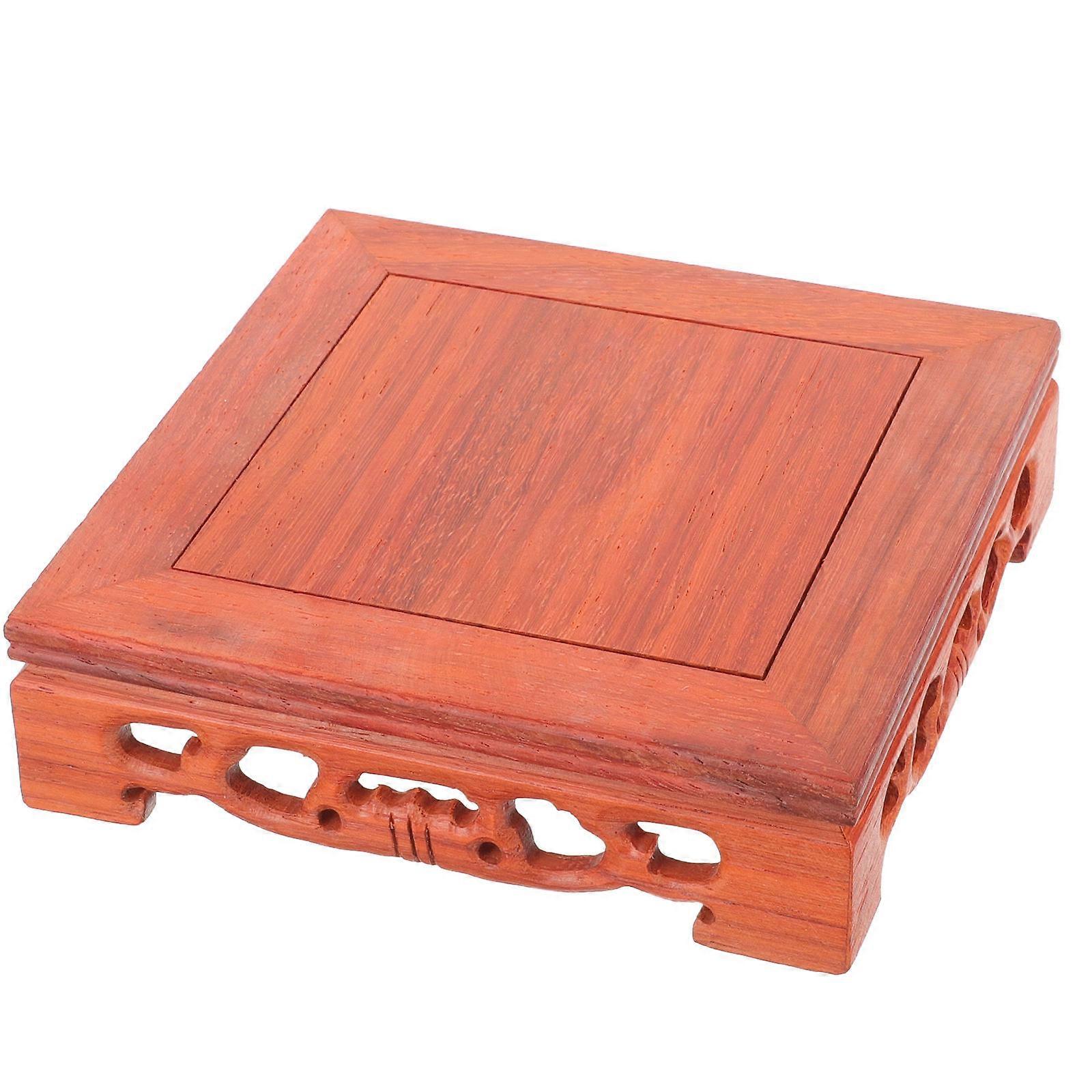 Dark Red Wood Display Base for Crafts and Storage Use with Hardwood Material and Retro Design 4.5 Inches