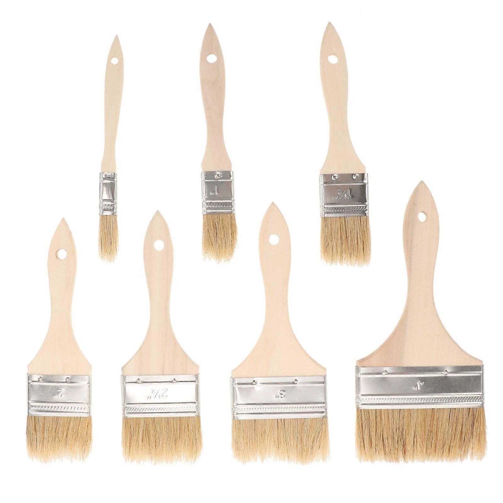 Wood Paint Brush Set for House Use Versatile Bristle Brushes for Painting and Drawing 7 Pieces