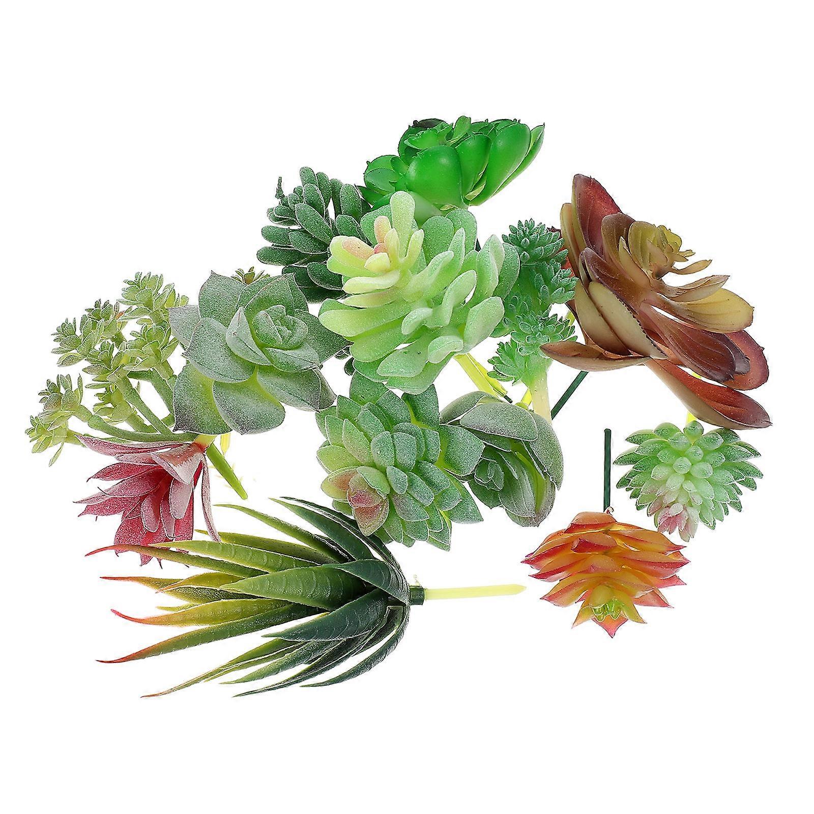 DIY Artificial Succulent Plant Decor for Arrangements and Fairy Gardens Assorted Color PVC 13Pcs
