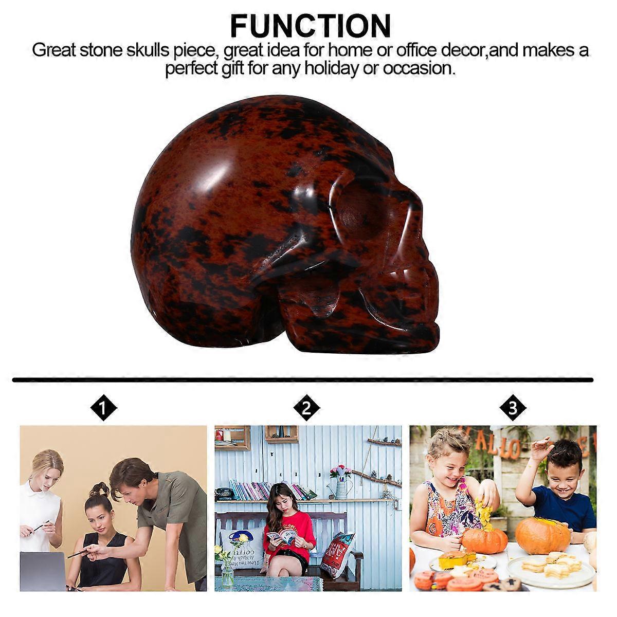 Crystal Skull Home Decoration, Natural Jade Figurine, Hand Carved Design, Compact Desktop Ornament for Display on Mantels or Tables