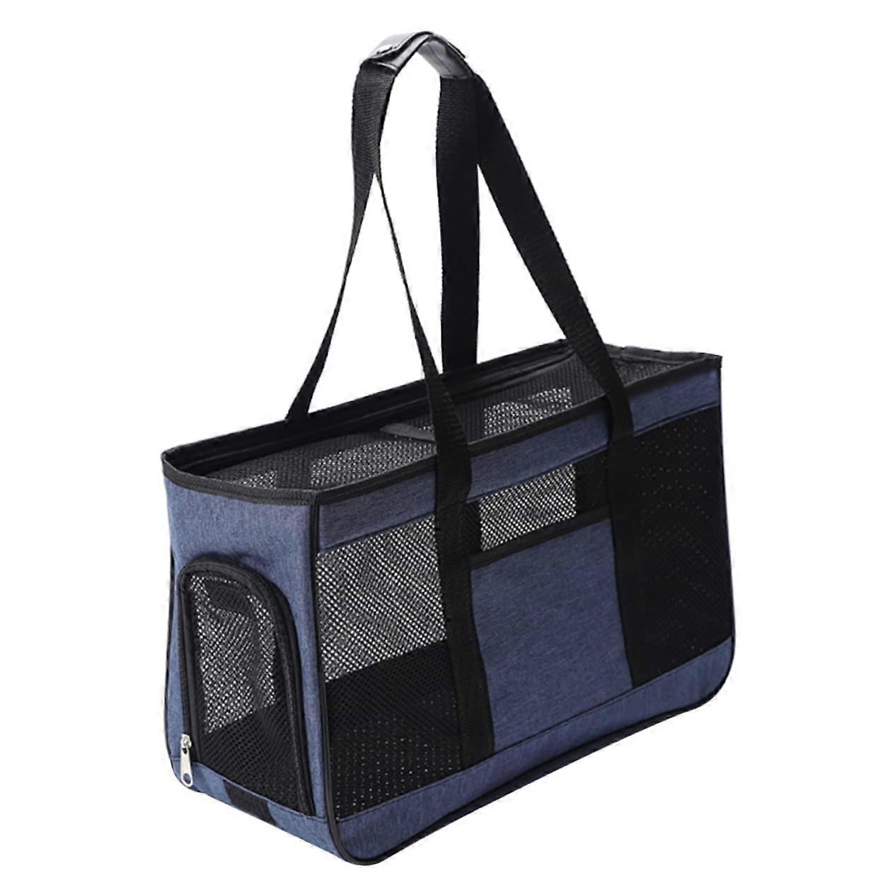 Cat Carrier Portable Pet Carrier Foldable Transport Box For Pets Small Cat Transporter Bag For Walking Blue Net