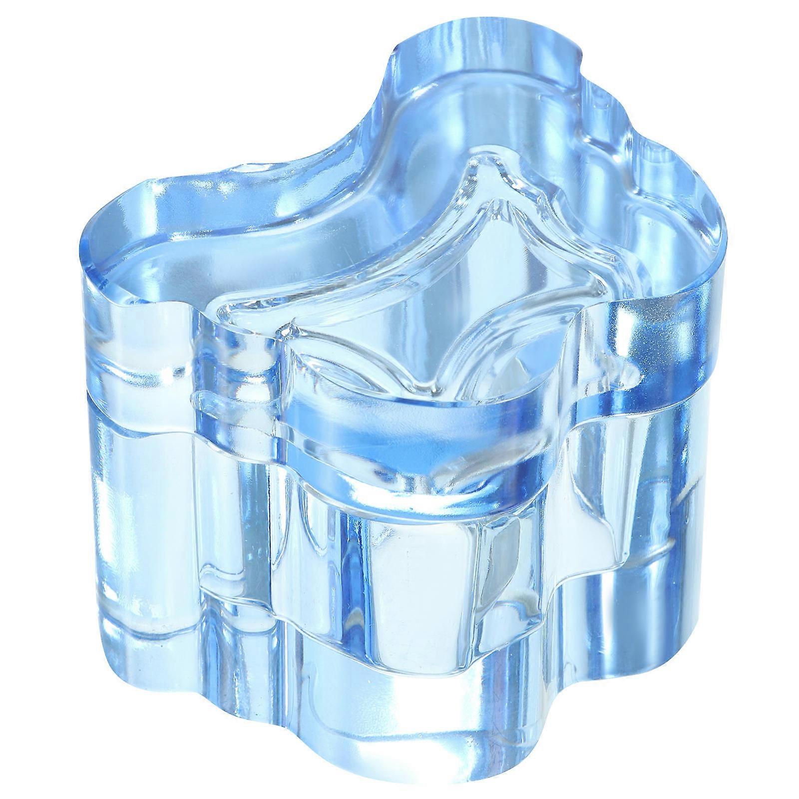 Crystal Glass Nail Art Dish with Lid for Mixing Powder and Liquids Blue Durable Portable 3.5 inch