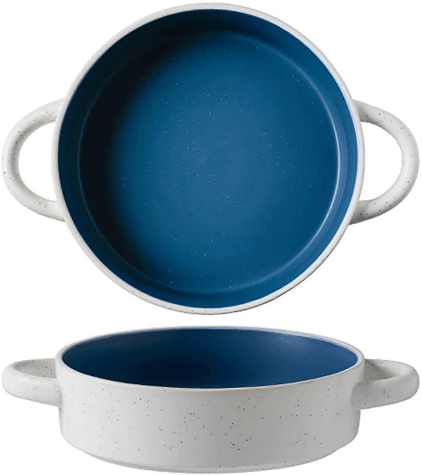 Ceramic Ramen Soup Bowl, 800 ml, with Handle, AntiSlip Grip (Blue)