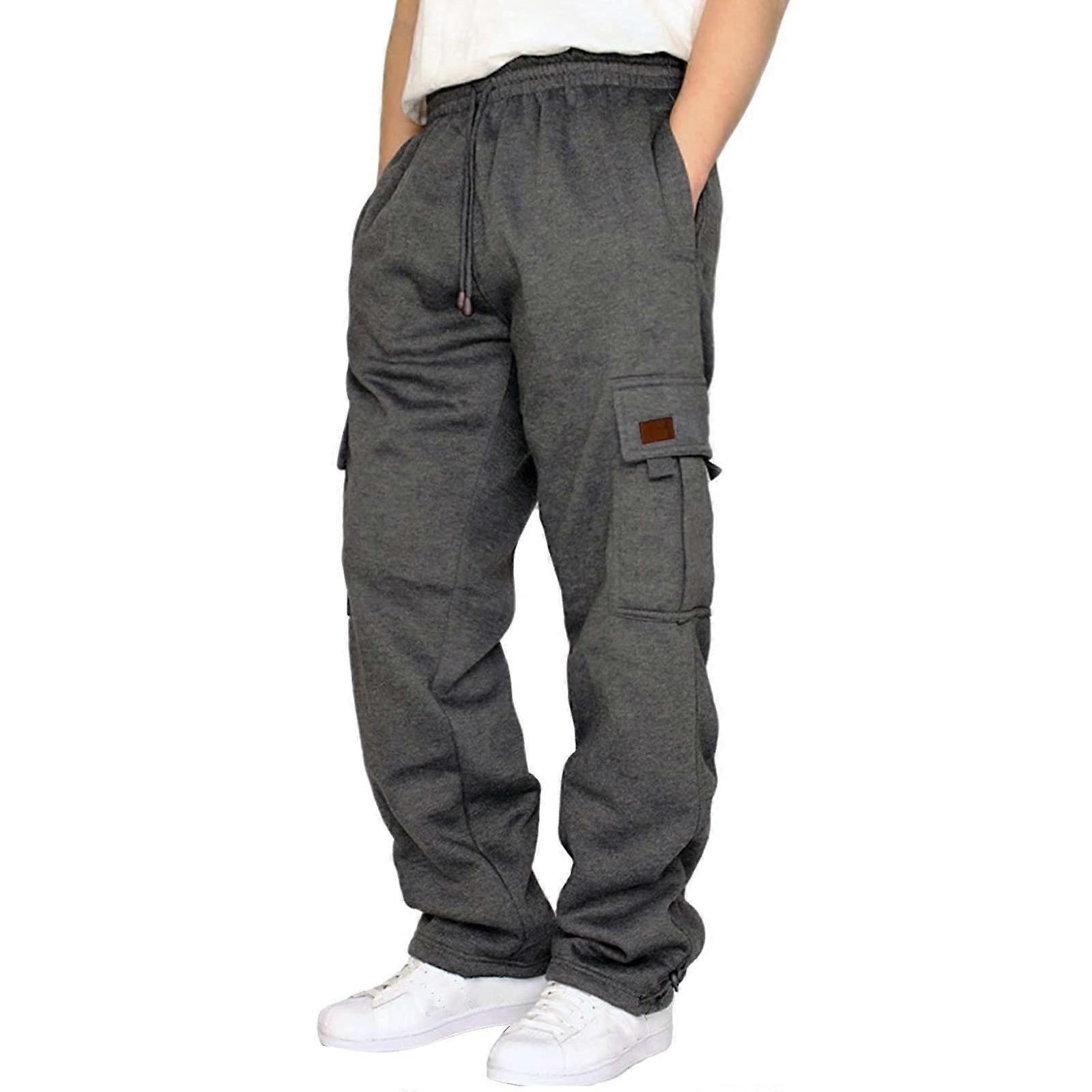Men's Cotton Cargo Pants with Pockets, Elastic Waist, Regular Fit Ref: 7370